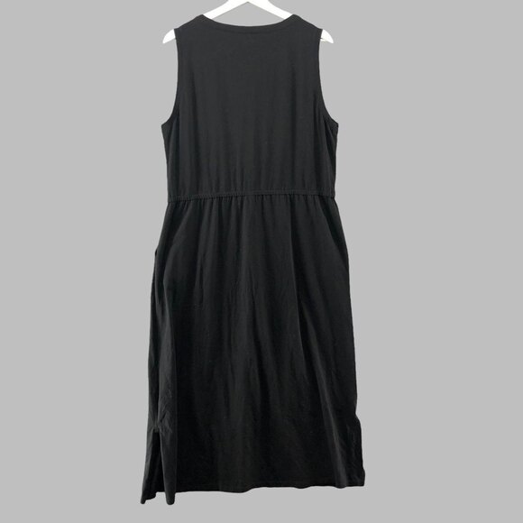 Lands' End Ponte Knit Pockets Maxi Dress Womens Large 14-16 Beach Stretch Black - Picture 2 of 10